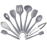SYGA Silicone Kitchen Utensils Set, 10 Pieces Silicone Cooking & Baking Tool Sets Non-Toxic Hygienic Safety Heat Resistant (Grey)