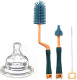 SYGA 3 Pcs Silicone Baby Bottle Brush Set, 360° Rotating Long Handle Water Bottle Cleaner Brush, Teat & Straw Brush Cleaning Cup Brush for Baby Bottles Plastic Bottles Glass Bottles Straws