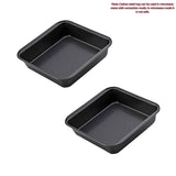 SYGA 2 Piece Square Non Stick Carbon Steel Cake Tin (2_Black)_Size: 22.5 * 22.5 cm