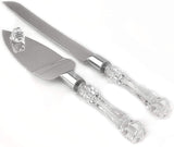 SYGA Stainless Steel Cake Knife and Cake Server Set with Acrylic Handle Slicer Cutter Pizza Shovel Knife Pie Server Hand Tool with Cutting Knife Decorating Tools Set of 2