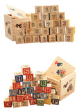 SYGA 27 PCS Wooden Blocks for Toddlers 1-3 Large, 26 Alphabet Number Animals Wood Blocks Puzzle Games for Babies, Montessori Learning Blocks for Toddlers 3-5 in a Box Storage case