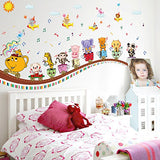 SYGA PVC Vinyl Wall Stickers for Kids Room Self Adhesive Stickers, Animals On a Trip