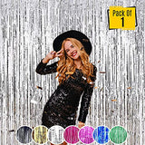 SYGA 1 Pieces 2x1 Meter Metallic Decoration Curtain Foil for Party Celebrations- Silver