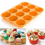 SYGA 12 Round Cup Silicone Muffin Cupcake Baking Pan Non Stick Dishwasher Microwave Safe