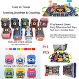 SYGA Soft Cars Toys,Town Play Mat,9 PCs Toddler Cars Activities Cloth Vehicles Toy Car Set.