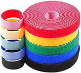 SYGA Nylon Double Sided Wellkro Tape, Hook and Lock Tape, Sew-on Power Wire Management Fastening Tape Cable Tie for Interlocking, Apparel, Home Textile, Industrial Use and More-25mx15mm Assorted Color
