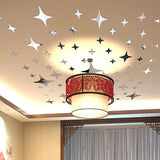 Syga Silver 43 Units Shine Stars Reflective Glass Ceiling 3D Mirror Effect Wall Stickers