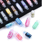 SYGA Acrylic 3D Glitter Powder Manicure Set of Nail Stickers, Nail Art Tool for Nail Decoration (Multicolour) - Set of 48 Bottles