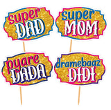 SYGA Family Photo Booth All Occasion Function Party Props Indian Baby Shower Festival Props for Family Wedding/Anniversary/ Haldi/ Reception/ Birthday Party/ Reunion/ Get-Together/ Sangeet-30Pcs