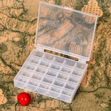 SYGA 25 White Transparent Bobbin Storage Box (25 Grid Box with Bobbins)