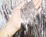 SYGA 1 Pieces 2x1 Meter Metallic Decoration Curtain Foil for Party Celebrations- Silver