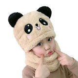 SYGA Winter Beanie Knitted Hat, Panda Faux Fur Double Pom Pom Winter Cap for Toddler Baby Girls Boys, Suitable for 5-14 years Old