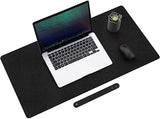 SYGA Desk Pad Protector Waterproof PU Desk Mat Blotters on Desktop Laptop Computer Gaming Keyboard Mouse Pad Non-Slip Desk Writing Mat Cover for Office & Home, Black - 60x30 cm