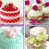 Syga 3pcs Cake Decoration Mold, DIY One-Piece Molded Fondant Roses Printing Mould Tool Set, Food Grade Cutter Modeling Tools for Christmas Party Wedding Cake in Mould Dessert Decorators, White