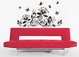 Syga Black Blossom and Butterfly Decals Design Wall Stickers 7164