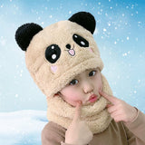 SYGA Winter Beanie Knitted Hat, Panda Faux Fur Double Pom Pom Winter Cap for Toddler Baby Girls Boys, Suitable for 5-14 years Old