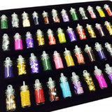 SYGA Acrylic 3D Glitter Powder Manicure Set of Nail Stickers, Nail Art Tool for Nail Decoration (Multicolour) - Set of 48 Bottles