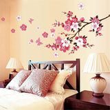 SYGA PVC Vinyl Wall Stickers for Living Room Self Adhesive Stickers, Pink Flowers