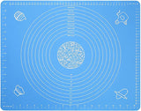 SYGA Silicone Baking Mat for Pastry Rolling Dough with Measurements - 19.7" x 15.7" BPA Free Non Stick and Non Slip Blue Table Sheet Baking Supplies for Bake Pizza Cake_Blue