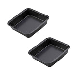 SYGA 2 Piece Square Non Stick Carbon Steel Cake Tin (2_Black)_Size: 22.5 * 22.5 cm