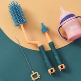 SYGA 3 Pcs Silicone Baby Bottle Brush Set, 360° Rotating Long Handle Water Bottle Cleaner Brush, Teat & Straw Brush Cleaning Cup Brush for Baby Bottles Plastic Bottles Glass Bottles Straws