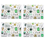 SYGA Set of 4 Coffee Cup Design Washable Table Mats, Place Mat(Green)