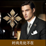 Fashionable men's brooch, corsage, retro cross collar pin, shirt collar button, British collar clip, suit badge pin, trendy