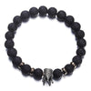 Ns63-black crown volcanic stone bracelet