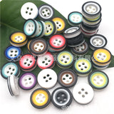 Factory direct selling candy color four-eye two-color resin button baby children's shirt double layer round color button