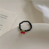 Black cherry beaded ring