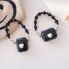 Headphone cover - mi heart - black - with black chain / airpodspro