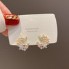Butterfly flower drop glaze stud earrings