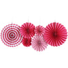 Rose red striped paper fan flower / 40cm, 30cm, 20cm each 2