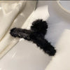 5# solid color plush grab clip - black