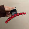 Black red bead long