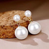 C02 round beads [acrylic white] gold stud earrings