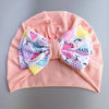 Printed bow + pink hat / one size 0-18 months