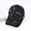 Doodle heart baseball black / adjustable head circumference (50-54) suitable for 3-12 years old