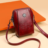 2024 New Spring Trendy Soft Leather Mobile Phone Bag Women's Crossbody Mini Small Bag Fashion Vertical Style Small Mobile Phone Bag