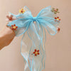 Blue flower ribbon hair clip