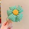 2#plaid flower ponytail clip-green