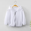 Long-sleeved hooded sun protection suit white / 90cm