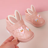 Baby cotton shoes women's winter baby warm short boots toddler waterproof leather high-top plus velvet thickened boy's cotton boots