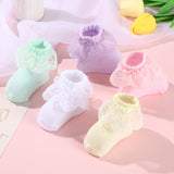 Children's socks macaron color soft lace girls socks lace embroidery girls baby socks infant cotton socks