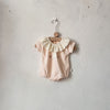 Pink overlap ruffle collar printed short-sleeved romper / 66cm