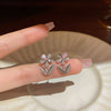 Pink zircon flower stud earrings