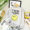 Crew neck striped smiley face / 110cm
