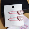 1# pink textured love hair clip-2pcs