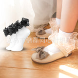 Spring and autumn children's lace socks Korean style fluffy three-dimensional large lace mid-tube children's socks children's cotton socks baby socks