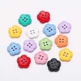 Colorful resin flower buttons baby clothes decoration children's shirt cardigan cute cartoon four-eyes hand-sewn buttons